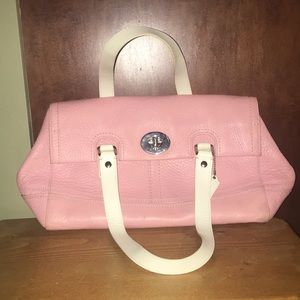 Pink coach purse with white straps